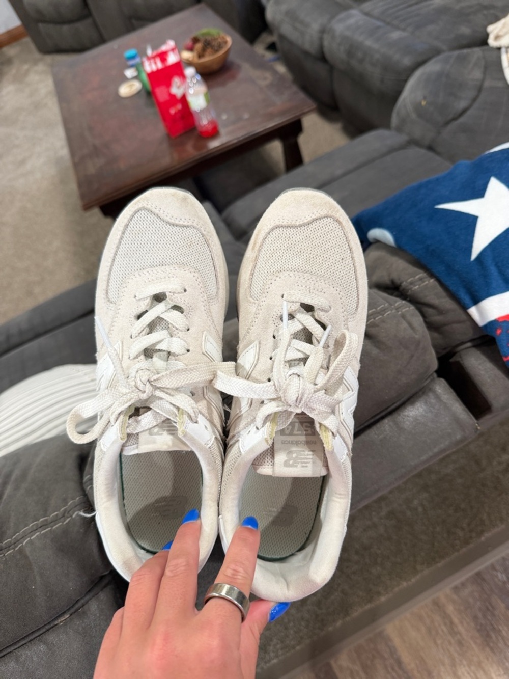 New Balance Women's Light Beige and White Casual Sneakers - Picture 2 of 5